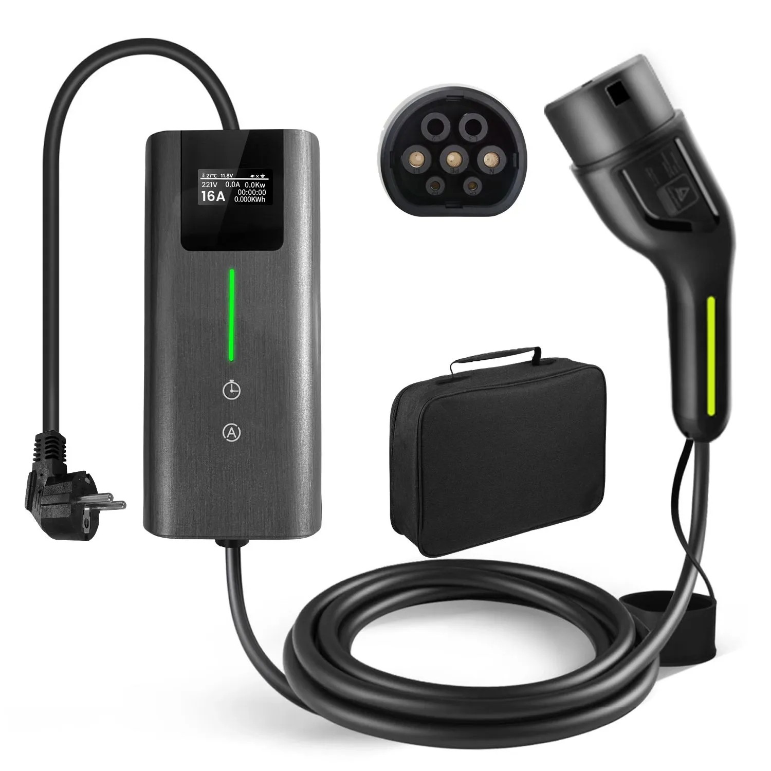Junsun Ładowarka EV 3.5 kW 4 m Kabel Typ 2 1-fazowy 6-16A Z Woreczkiem