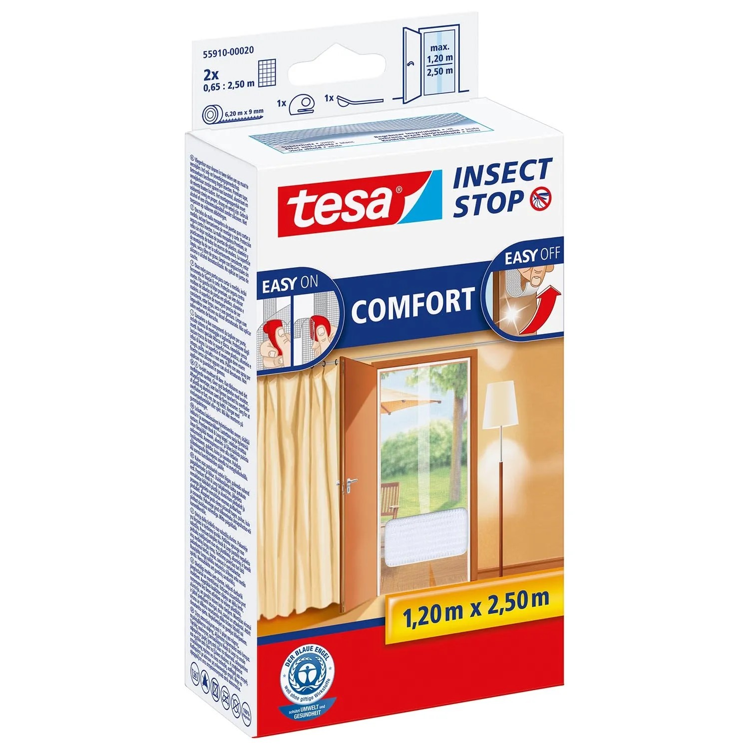 Tesa Moskitiera drzwiowa Comfort biała - 120 x 250 cm