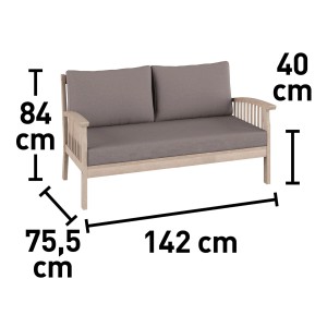 Zdjęcie zestawu mebli ogrodowych t.b.t. z wymiarami.