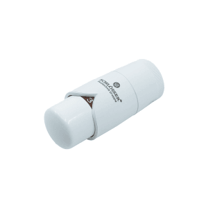 Biała głowica termostatyczna t.b.t. do instalacji grzewczych.