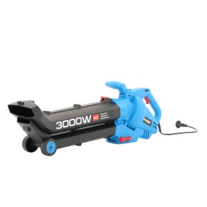 Niebiesko-czarny elektryczny odkurzacz/dmuchawa do liści o mocy 3000W.