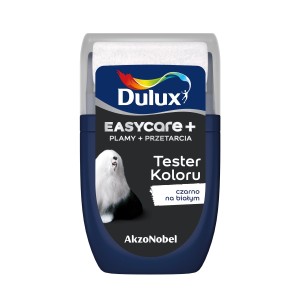 Dulux Easycare+ tester koloru do farb ściennych, kolor czarny na białym. Idealny do testowania kolorów.