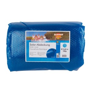Zapakowana solarna folia basenowa Summer Fun do basenów okrągłych Ø 350-360 cm, niebieska.