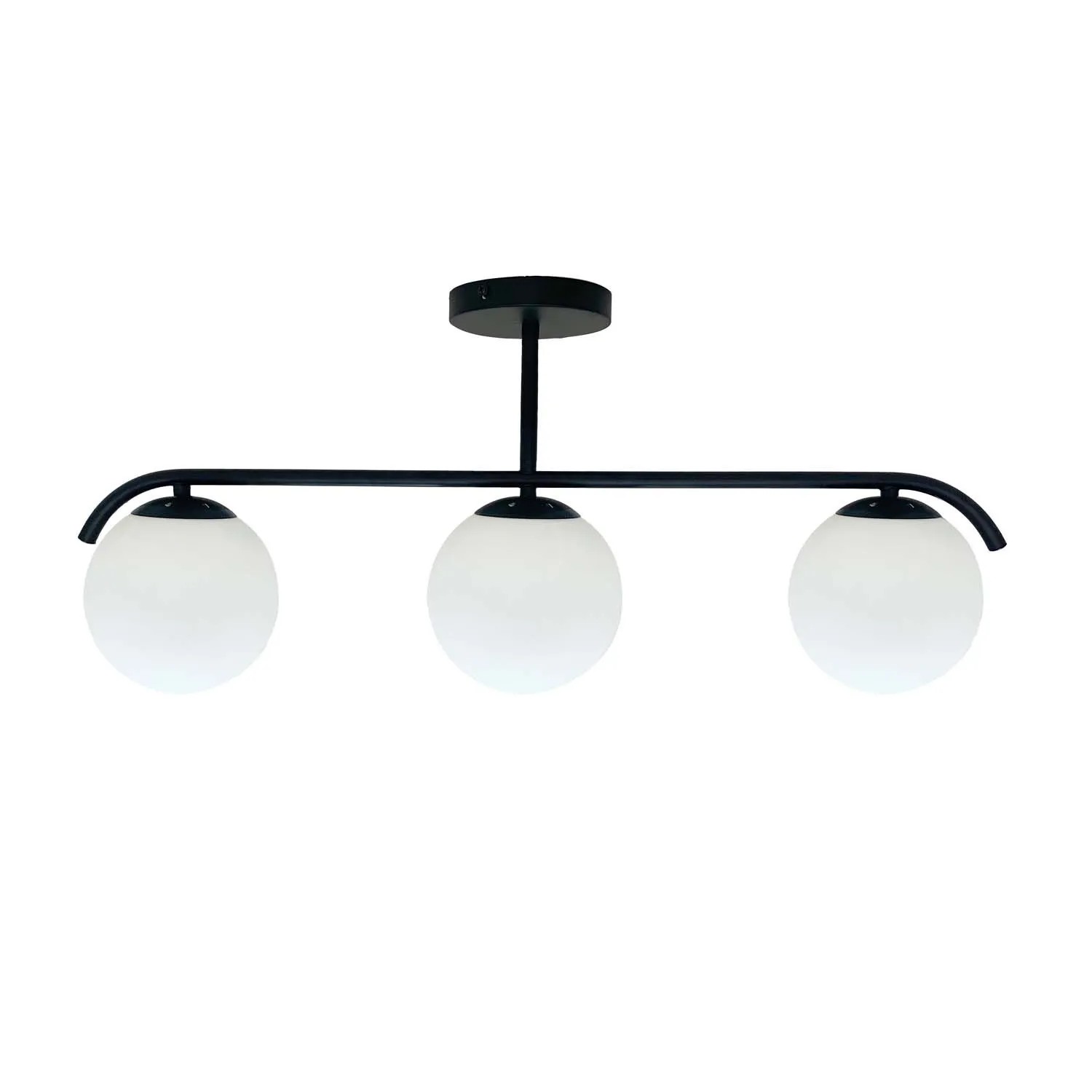 Candellux Lampa sufitowa AMADEO czarna 3xE14 40W klosz biały
