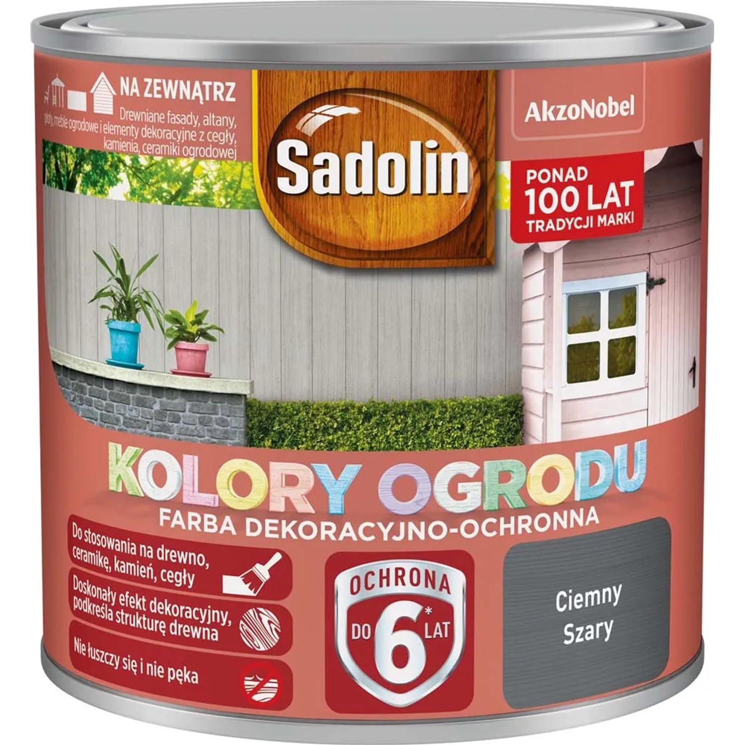 Sadolin Kolory ogrodu farba do drewna zewnętrzna ciemny szary 250 ml