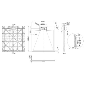 Invena Brodzik Alvero struktura kamienia biały 100x90x2,6 cm