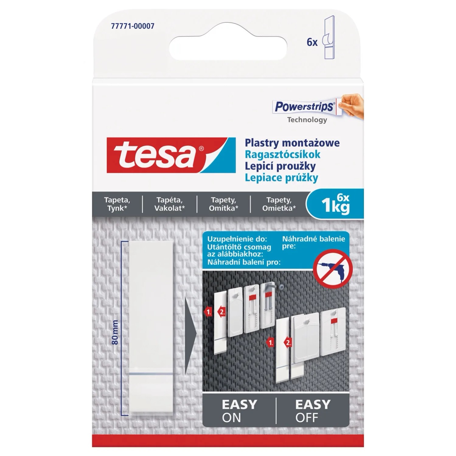 Tesa Plastry montażowe do tapet, 6 szt. do 1kg