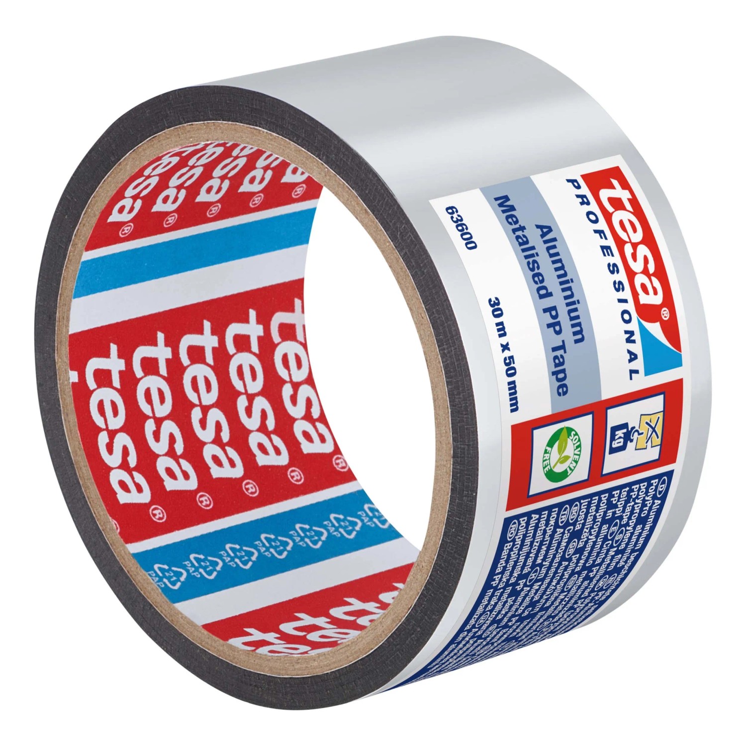 Rolka metalizowanej taśmy PP Tesa, 30 m x 50 mm, do napraw i uszczelniania.