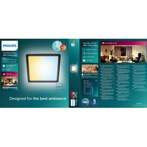 Philips Plafon LED VALEN z pilotem 17W 2200-6500K 2050lm 39,5x39,5 cm czarny