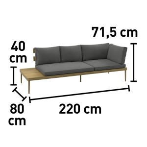 Zdjęcie zestawu mebli ogrodowych z wymiarami.