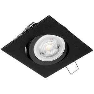 Czarna oprawa do wbudowania t.b.t. z okrągłym źródłem światła do montażu sufitowego.