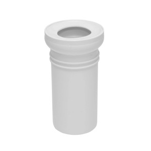 Biała rura przyłączeniowa WC do instalacji sanitarnej.