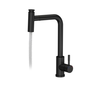 Czarna bateria jednouchwytowa t.b.t. z płynącą wodą.