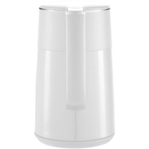 Biały, nowoczesny czajnik plastikowy t.b.t. Praktyczny i stylowy do kuchni.