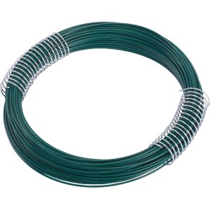 Zielony drut wiązałkowy, grubość 1,4 mm, długość 20 m, zwinięty.