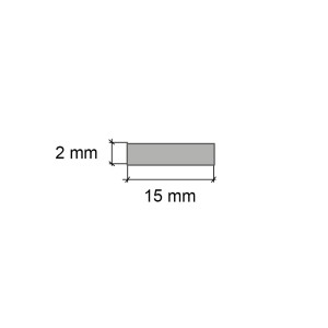 Szary profil o wymiarach 2 mm x 15 mm.