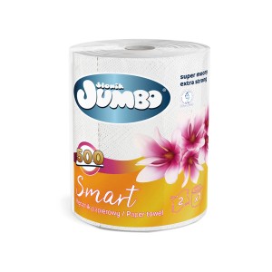 Ręcznik kuchenny Jumbo Smart, 2 rolki po 500 listków, ręczniki papierowe do kuchni i domu.