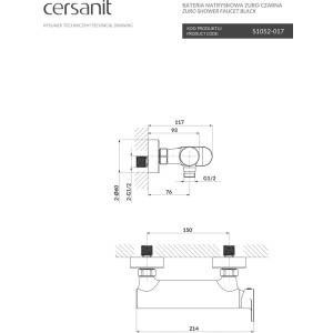 Cersanit Bateria prysznicowa Zuro czarna