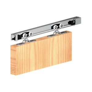 t.b.t. Szyna prowadzaca z rolkami i panelem drewnianym do drzwi przesuwnych.