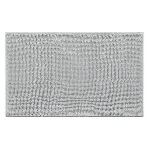 Szara mata łazienkowa z wypustkami, idealna do łazienek. Puszysty dywanik dla większego komfortu.