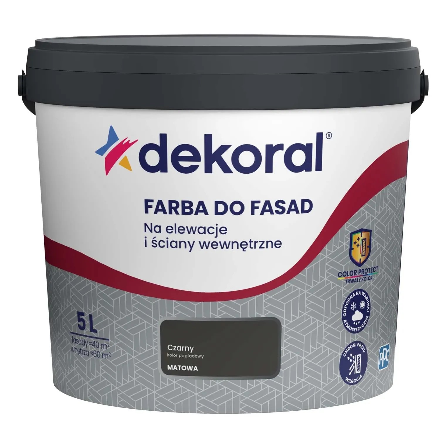Farba elewacyjna Dekoral Polinit do fasad 5 l czarna