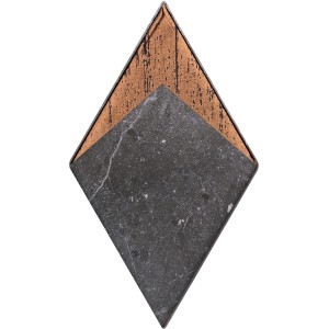 Dekoracyjny element w kształcie rombu: szary marmurkowy i wygląd drewna. Wszechstronny do aranżacji ścian.