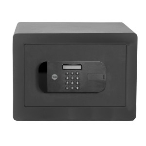 Czarny sejf Yale High Security Safe z klawiaturą elektroniczną i pojemnością 20,5 l.