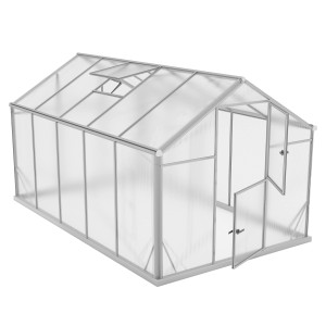 Szklarnia Terrando Sanus, 220x360 cm, z otwartymi drzwiami i oknem dachowym.