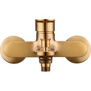 Złota bateria wannowa t.b.t. do montażu na ścianie.