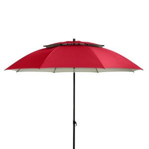 Czerwony parasol ogrodowy Doppler Windprofi, Ø 198 cm, z korbką. Parasol na balkon i taras.