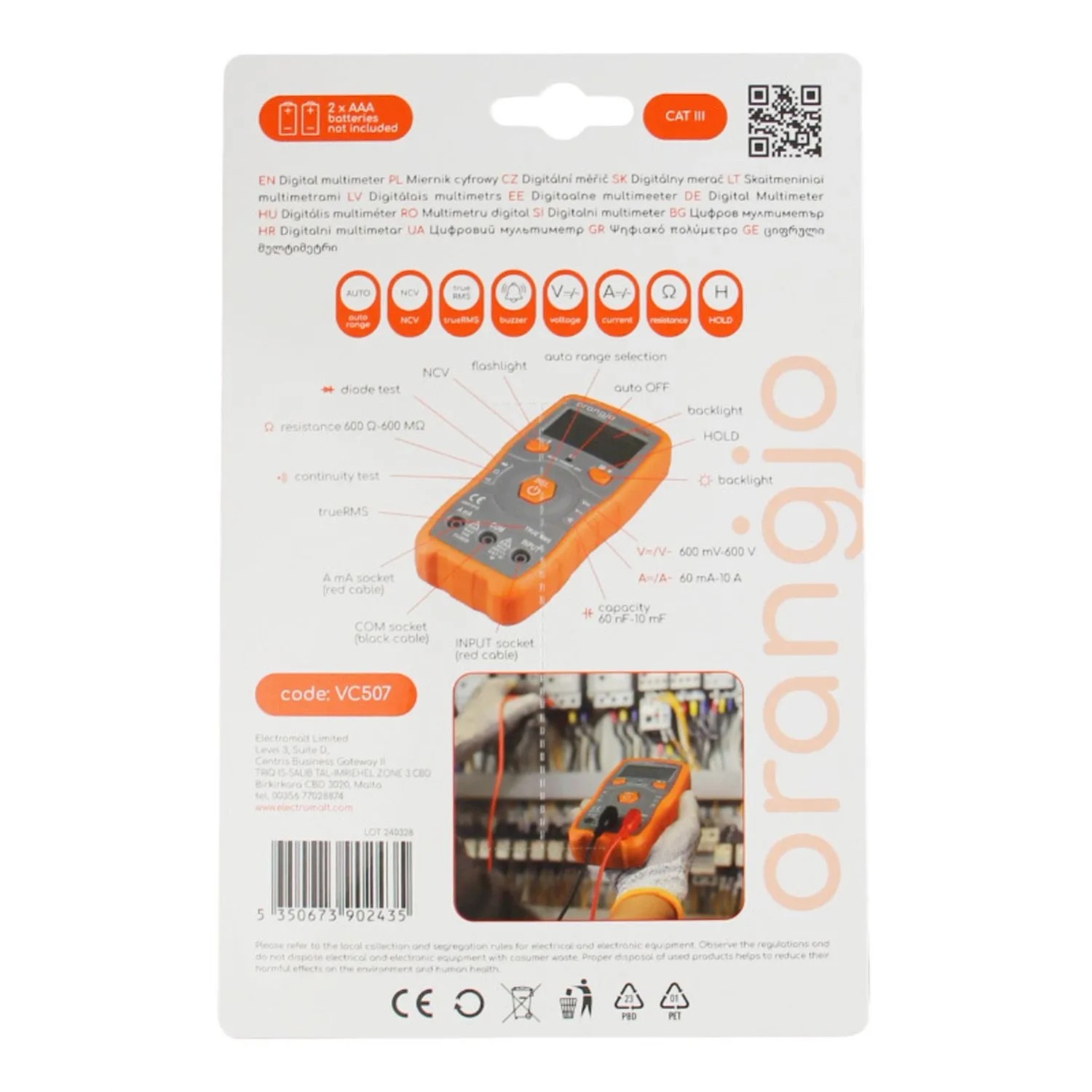 Orangjo Miernik uniwersalny automatyczny VC507_5