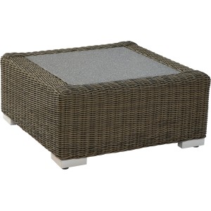 Kwadratowy stół ogrodowy o wyglądzie cementu, wykonany z polirattanu z serii Stratford Nature Dark.