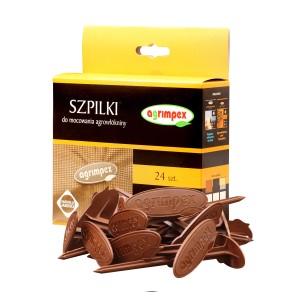 Brązowe kotwy/szpilki do mocowania folii/włókniny, 24 sztuki