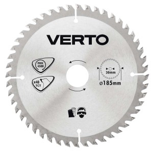 Tarcza pilarska VERTO, Ø 185 mm, 48 zębów, do precyzyjnych cięć. Idealna do obróbki drewna.