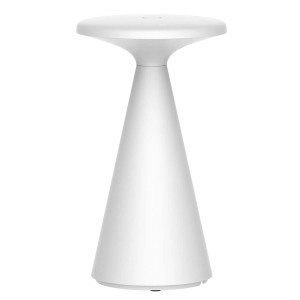 Biała lampa stołowa t.b.t. w nowoczesnym stylu do użytku wewnętrznego.