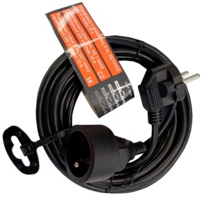 Düwi Przedłużacz 1-gniazdowy 2P+Z 3x1,0 mm2 czarny 1,5 m