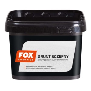 Grunt sczepny FOX Dekorator do farb strukturalnych w czarnym wiadrze.