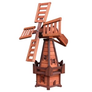 Dekoracyjny drewniany wiatrak do ogrodu. Drewniany wiatrak.