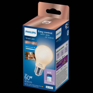 Żarówka Philips Smart LED, 7 W, E27, matowa, Tunable White w pudełku.