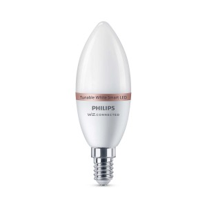 Żarówka Philips Smart LED E14, kształt świeczki, regulowana biel, pojedyncze opakowanie.