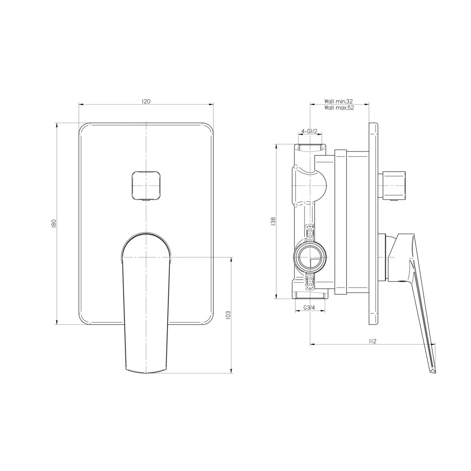 Valvex Bateria wannowa 3f podtynkowa Soho chrom_2