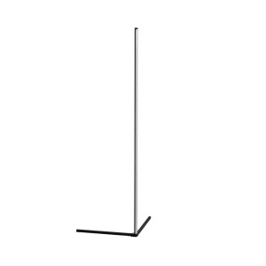 Czarna lampa podłogowa t.b.t., minimalistyczny design do salonu.