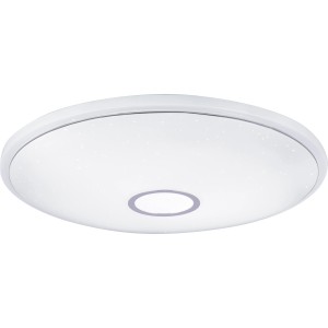 Biała, okrągła lampa sufitowa LED Connor z efektem sparkle, ściemnialna i smart.