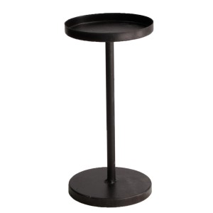 Minimalistyczny czarny metalowy świecznik.