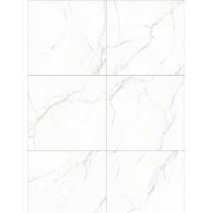 Białe panele winylowe t.b.t. z efektem marmuru na podłogi i ściany.