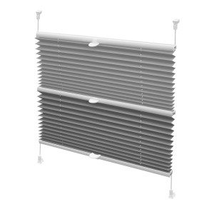 Biała roleta t.b.t. z poziomymi plisami do okien i drzwi.