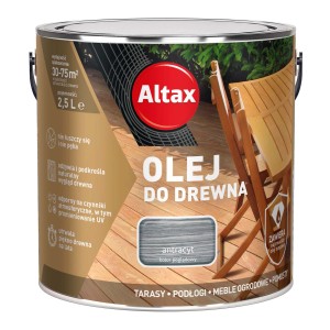 Altax olej do drewna, antracyt, puszka 2,5L. Do tarasów, podłóg i mebli ogrodowych.