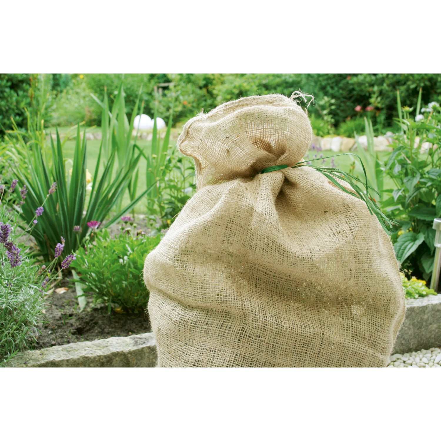 Worek jutowy (50 kg) w ogrodzie, zestaw 2 szt. Naturalna ochrona zimowa i dekoracja.