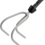 t.b.t. do prac ogrodowych. Narzędzie ma trzy zęby i czarny uchwyt.