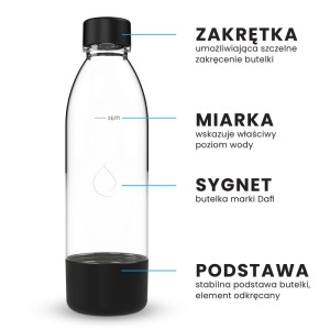 Dafi Butelka do saturatora PushAir czarna - 0,7 l